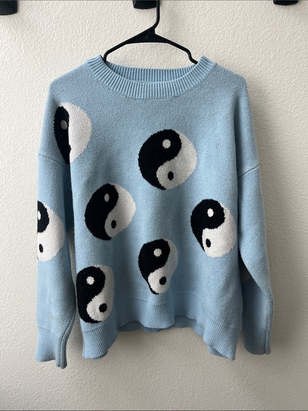 Dressed in LALA Light Blue Yin Yang Knit Sweater